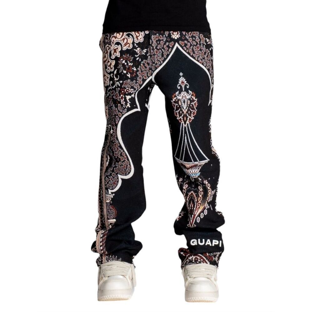 GUAPI Persian Tapestry Pants Size 40 NWT Obsidian Black Tall 35.5" Inseam
